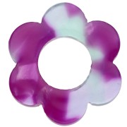 Pendentif fleur 14 mm en acétate - Ecaille de tortue - Violet - Vert x1