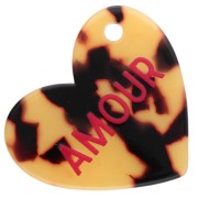 Pendentif coeur 39x45 mm acétate - Amour - Ecaille de tortue Marron - Noir - Rouge|raw }}