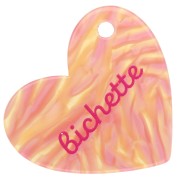 Pendentif coeur 39x45 mm acétate - Bichette - Marbré Rose - Jaune - Rose foncé x1|raw }}