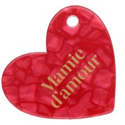Pendentif coeur 39x45 mm acétate - Mamie d'amour - Rouge nacré - Doré x1|raw }}