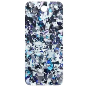 Pendentif rectangle 55x25 mm acrylique - En voiture Simone - Paillettes bleues x1