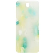 Pendentif rectangle 55x25 mm acrylique - Maison du bonheur - Terrazzo Vert - Blanc