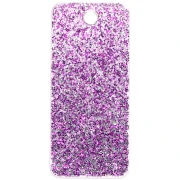 Pendentif rectangle 55x25 mm acrylique - Roule ma Poule - Pailleté violet - Blanc