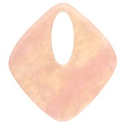 Pendentif losange évidé 28x25 mm en acétate - Saumon marbré nacré x1