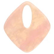 Pendentif losange évidé 28x25 mm en acétate - Saumon marbré nacré x1