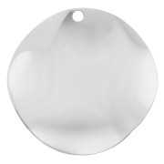 Pendentif rond ondulé 21 mm - Placage Argent fin x1