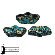 Perles en verre Delos® par Puca® 6x11 mm - Enamel Blue Yelllow x10g