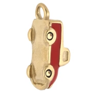 Breloque cabriolet 17x7 mm avec résine époxy  - Acier Inox 304 Doré  - Rouge x1
