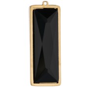 Pendentifs rectangle 35x13 mm avec cabochon verre - Acier inox Doré 304L - Noir x2