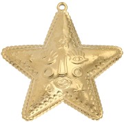 Pendentif étoile 44.5x43.5 mm - motif visage - Acier Inoxydable 304 Doré x1|raw }}