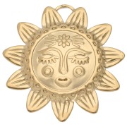 Pendentif soleil 30x29.5 mm - motif visage - Acier Inoxydable 304 Doré x1