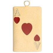 Pendentif carte à jouer 21x13 mm - As de coeur époxy - Acier inox 304 Doré - Rouge|raw }}