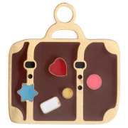 Breloque valise 16x15 mm résine époxy - Acier inox 304 Doré - Marron x1|raw }}