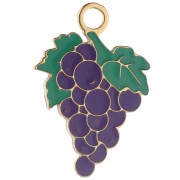 Breloque grappe de raisin 18x12 mm résine époxy - Acier inox 304 Doré - Violet x1|raw }}