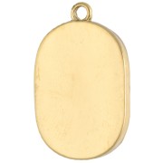 Pendentif cadre 23.5x15 m motif fleur - résine époxy - Acier Inox 304 Doré x 1