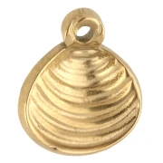 Breloque coquillage 11x10 mm avec résine époxy - Acier inoxydable Doré 304 - Rouge