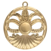 Pendentif rond 26 mm avec cabochon Cornaline - Acier inoxydable 304 Doré x 1