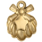 Breloque coquillage 17x14 mm avec étoile en nacre - Acier inox Doré 304 - Blanc x1