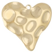 Pendentif cœur martelé 31.5x34 mm - Acier inoxydable 304 Doré x 1