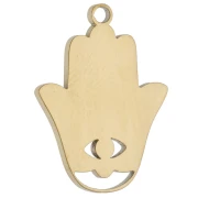 Pendentif main Hamsa 20x14.5 mm Résine époxy - Acier inox 304 Doré - Vert x 1