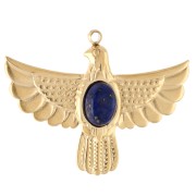 Pendentif aigle 28x37 mm avec cabochon Lapis lazuli - Acier inox 304 Doré x1