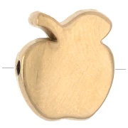 Perle pomme 10x8.5 mm avec résine époxy - Acier inoxydable 304 Doré - Rouge x1