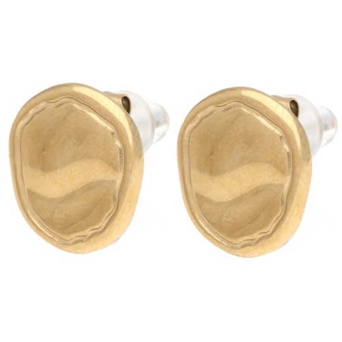 Clous d'oreilles irréguliers 12x11 mm - Acier inoxydable Doré 304 x2