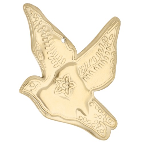 Pendentif oiseau 40x36 mm - Acier inoxydable 304 Doré x 1