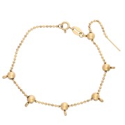Bracelet maille boule 1.5 mm avec 5 perles stoppeur 5 mm Acier inox 304 Doré x18cm|raw }}