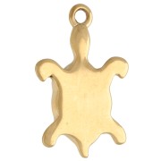 Pendentif tortue 21x13.5 mm avec résine époxy - Acier inoxydable 304 Doré - Bleu