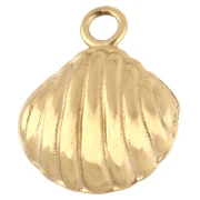 Breloque coquillage 17.5x15 mm avec perle imit nacre Acier inox 304 Doré - Blanc