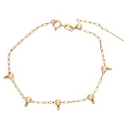 Bracelet maille Forçat 1.6 mm avec 5 perles stoppeur 5mm Acier inox 304 Doré x20cm