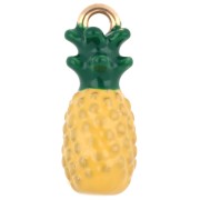 Breloque ananas 18.7x7.3 mm avec résine époxy - Acier Inox 304 Doré - Jaune x1