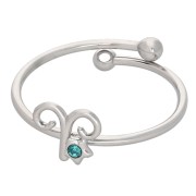 Bague réglable signe du zodiaque - Bélier - Acier inox 304L - Aquamarine x1
