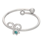 Bague réglable signe du zodiaque - Bélier - Acier inox 304L - Aquamarine x1