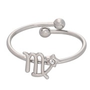 Bague réglable signe du zodiaque - Vierge - Acier inox 304L - Crystal x1|raw }}
