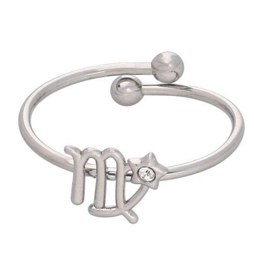 Bague réglable signe du zodiaque - Vierge - Acier inox 304L - Crystal x1