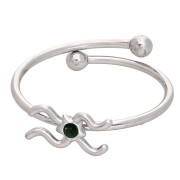 Bague réglable signe du zodiaque - Verseau - Acier inox 304L - Emeraude x1|raw }}
