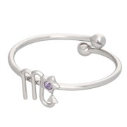 Bague réglable signe du zodiaque - Scorpion - Acier inox 304L - Light Amethyst|raw }}