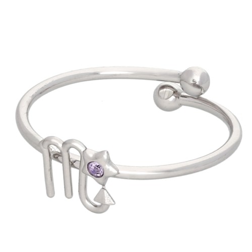 Bague réglable signe du zodiaque - Scorpion - Acier inox 304L - Light Amethyst