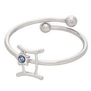 Bague réglable signe du zodiaque - Gémeaux Acier inox 304L - Light Sapphire x1|raw }}