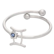Bague réglable signe du zodiaque - Gémeaux Acier inox 304L - Light Sapphire x1