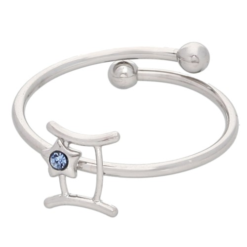 Bague réglable signe du zodiaque - Gémeaux Acier inox 304L - Light Sapphire x1