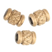 Perles tubes texturés 4x3 mm - Acier inoxydable 303 Doré x5