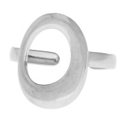 Bague réglable ovale évidé irrégulier 18 mm - T.51 à T.58 - Acier inox 304 x1