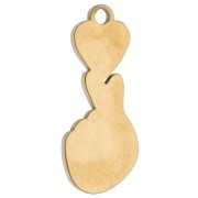 Breloque main cœur 15.9x6.6 mm résine - Acier Inox 304 Doré - Blanc/Rouge x 1