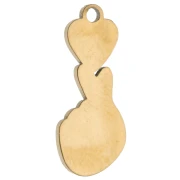 Breloque main cœur 15.9x6.6 mm résine - Acier Inox 304 Doré - Blanc/Rouge x 1