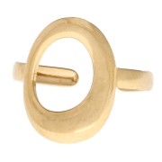 Bague réglable ovale évidé irrégulier 18 mm - T.51 à T.58 - Acier inox 304 Doré x1