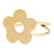 Bague réglable fleur 15.5 mm - T.52 à T.60 - Acier inox 316 Doré x1