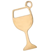 Breloque verre de vin 15.8x8 mm résine époxy  - Acier Inox 304 Doré - Rouge x1